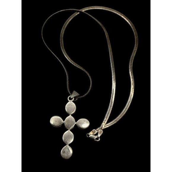 DOUG PAULUS Sterling & Labordite Cross Pendant 24" Italy Chain DP925 India - Picture 16 of 16